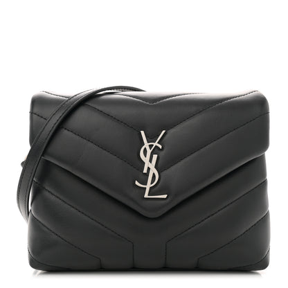 Saint Laurent Calfskin Y Quilted Monogram Toy Loulou Crossbody Bag Black 1 of 10