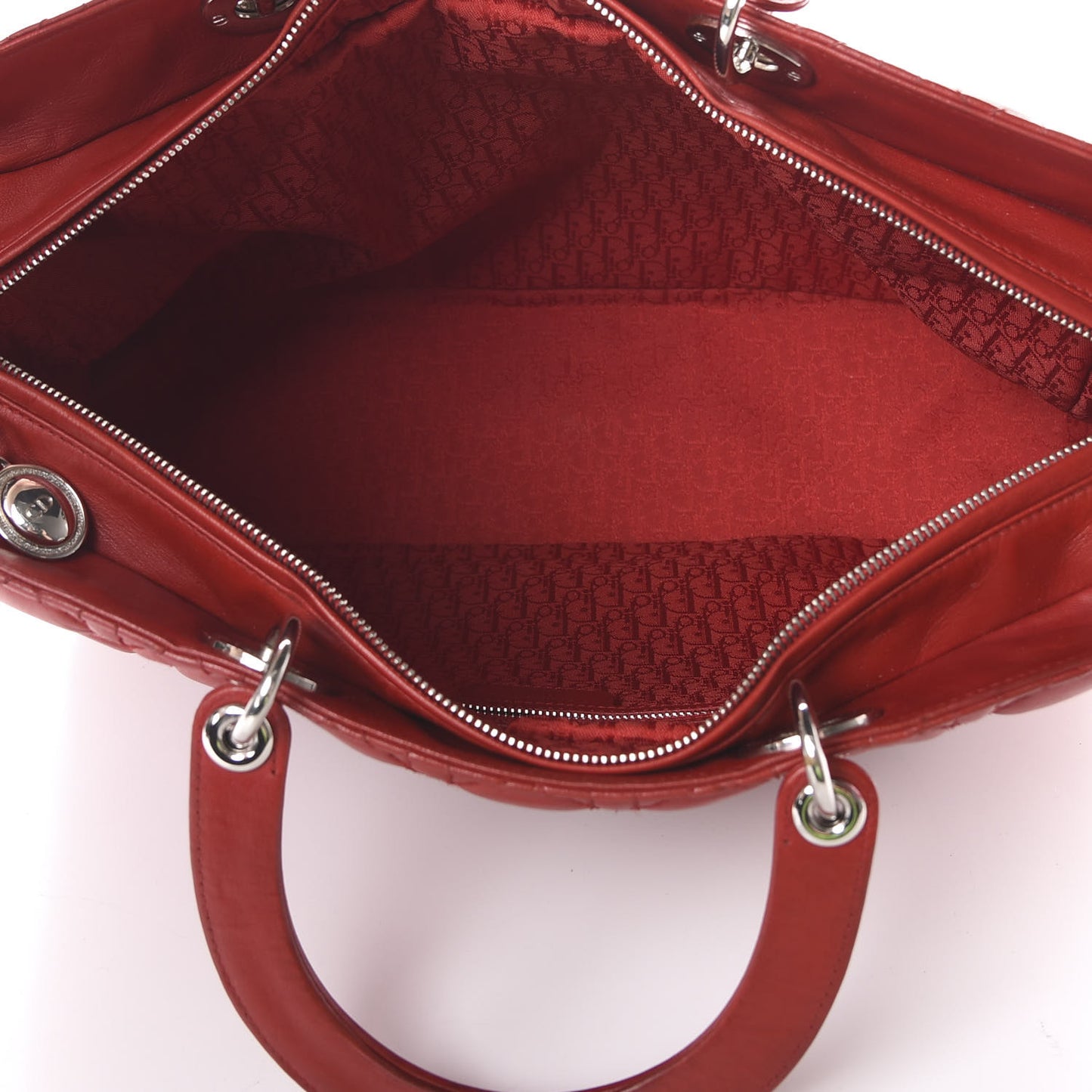 Lambskin Cannage Large Lady Dior Red