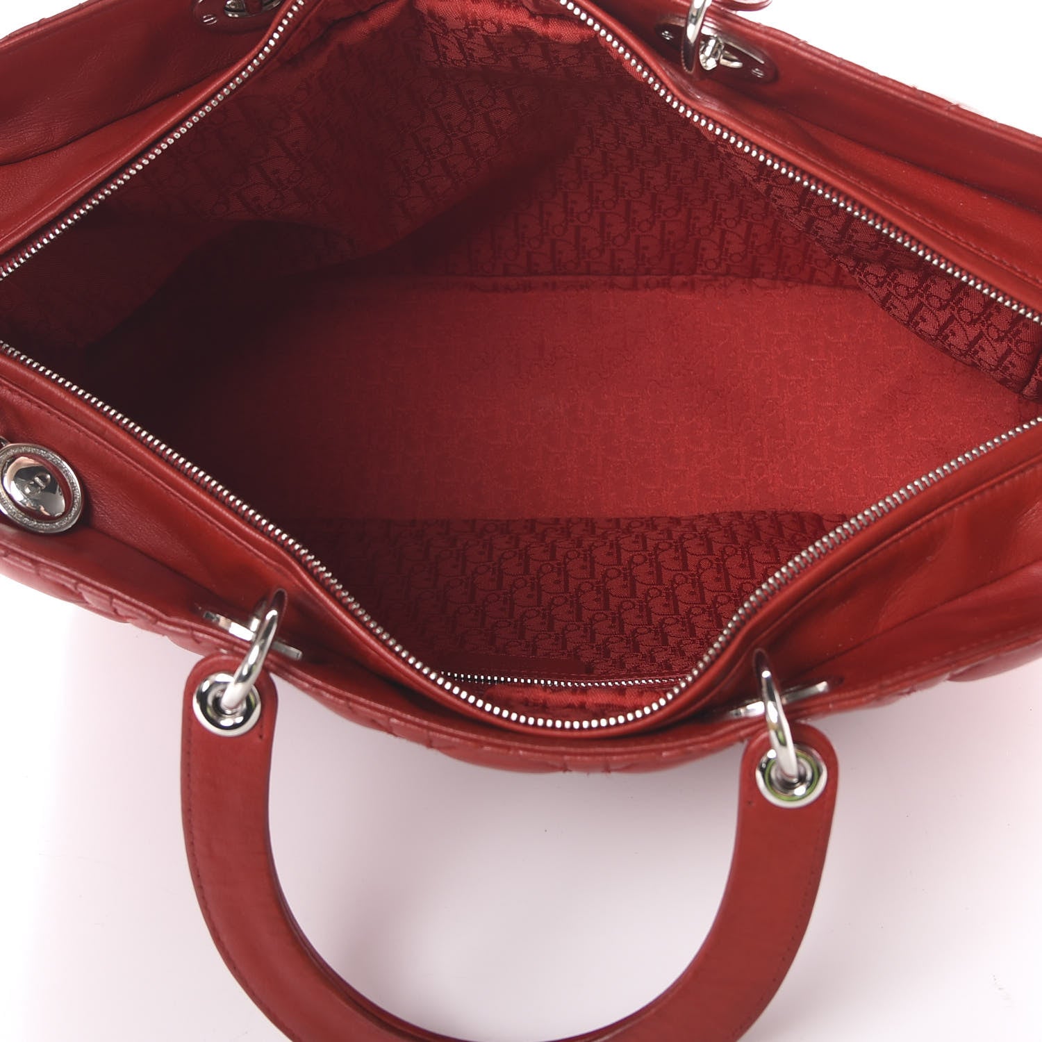 Christian Dior Lambskin Cannage Large Lady Dior Red 4 of 15