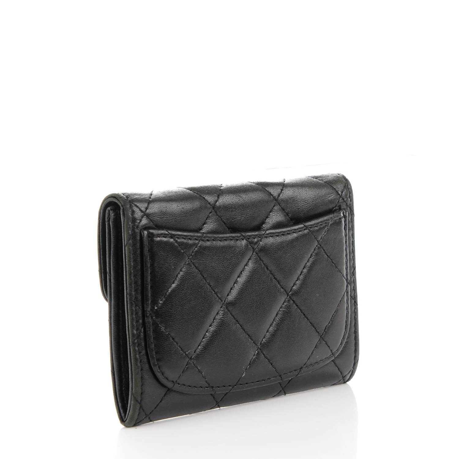 Chanel Lambskin Quilted Flap Card Holder Wallet Black 3 of 7
