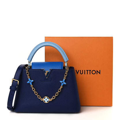 Louis Vuitton Taurillon Enamel Flower Chain Capucines BB Blue 10 of 10
