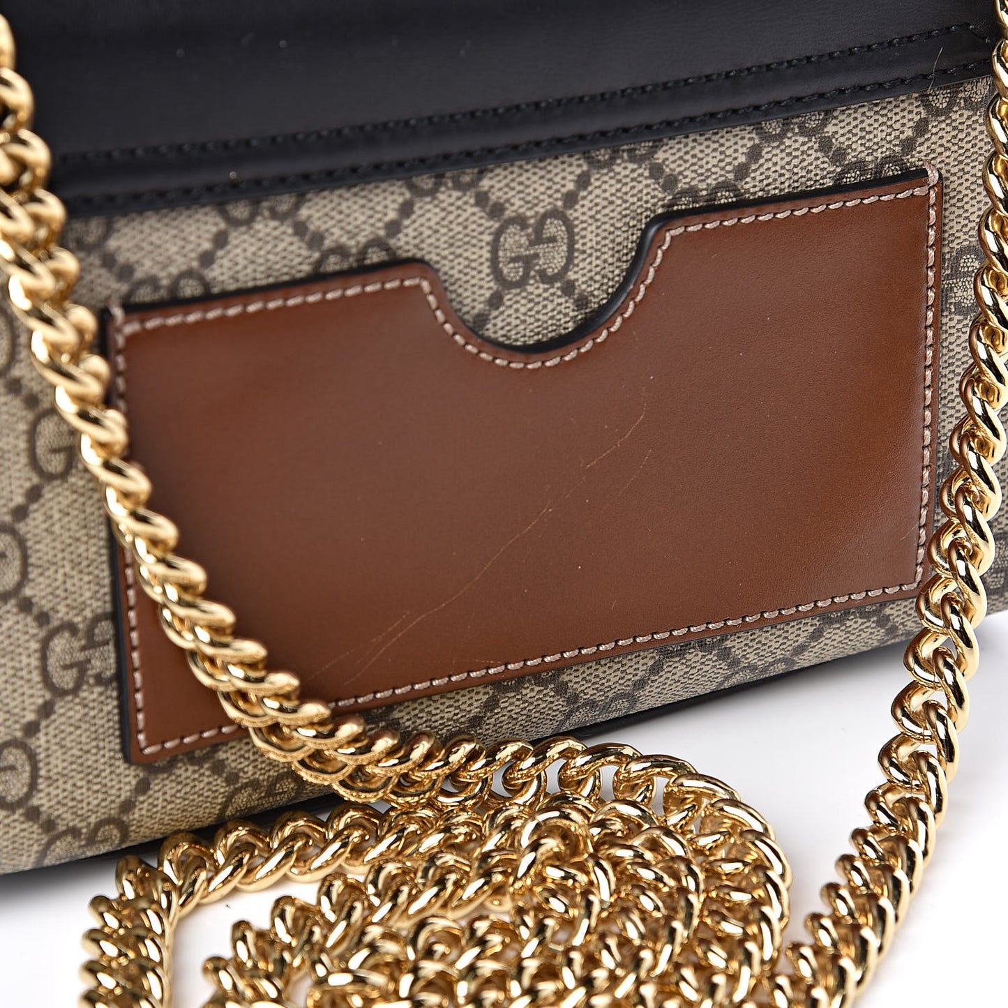 GG Supreme Monogram Calfskin Small Padlock Shoulder Bag Beige Black Cuir