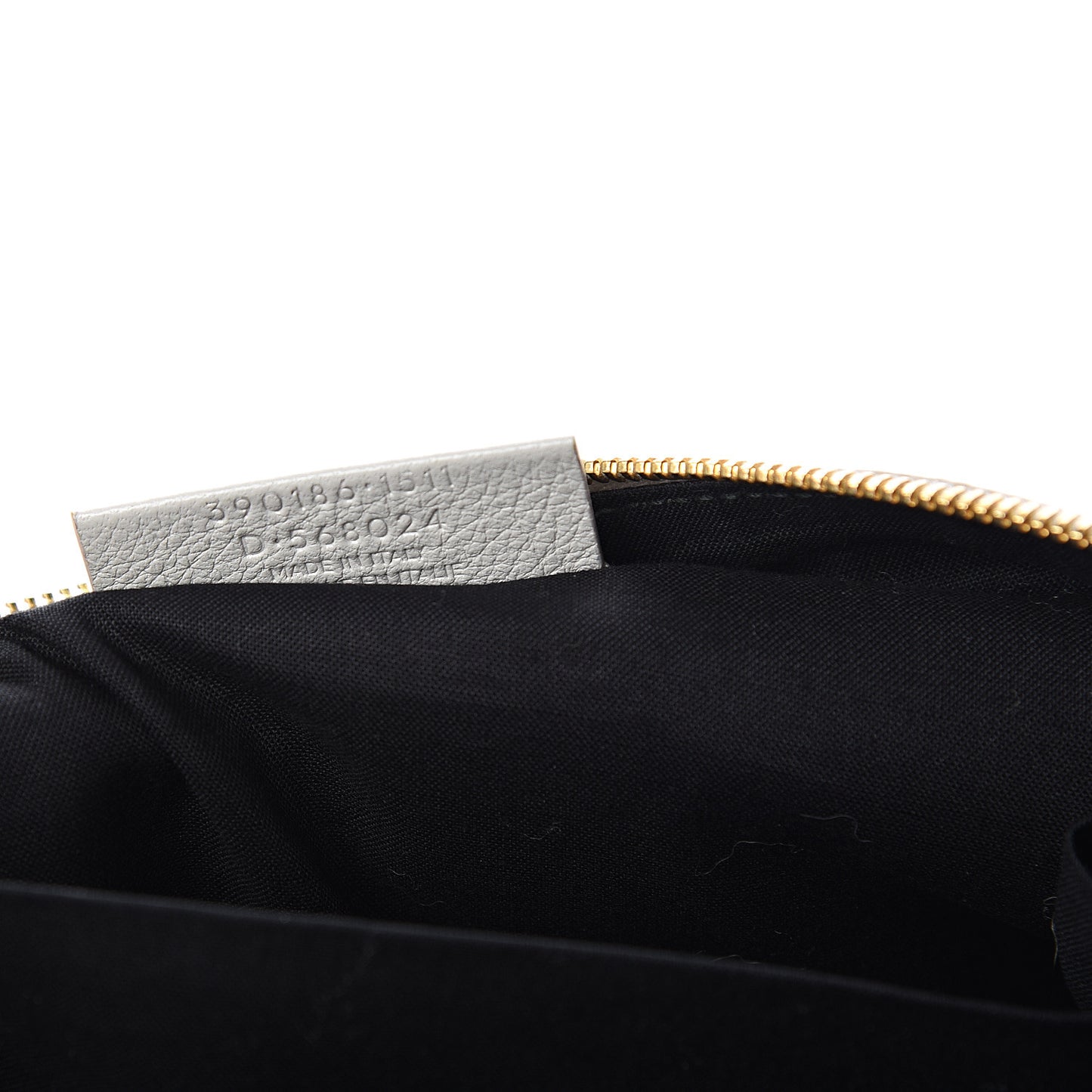 Chevre Gold Metallic Edge Hardware Pouch Gris Glace