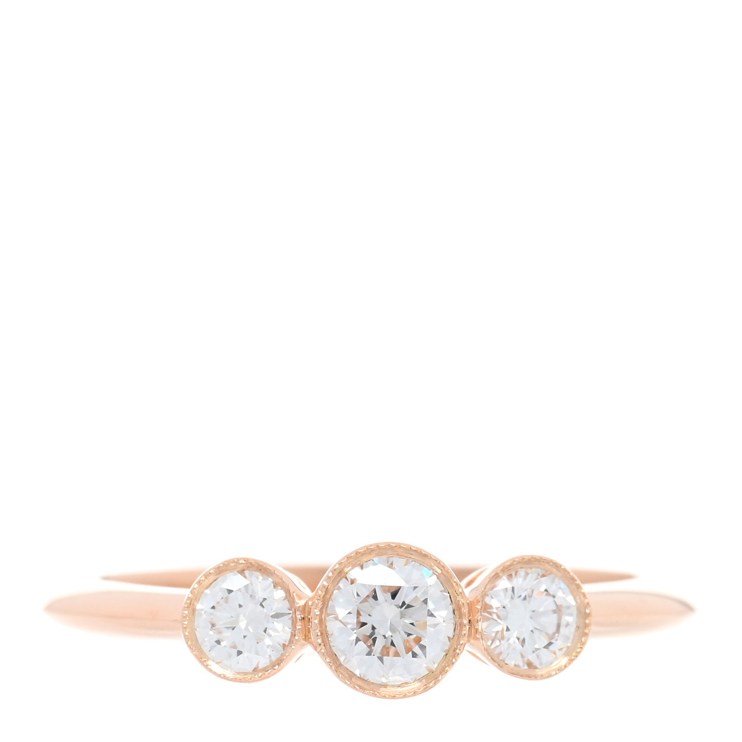 18K Rose Gold Diamond Three Stone Milgrain Ring 48 4.5