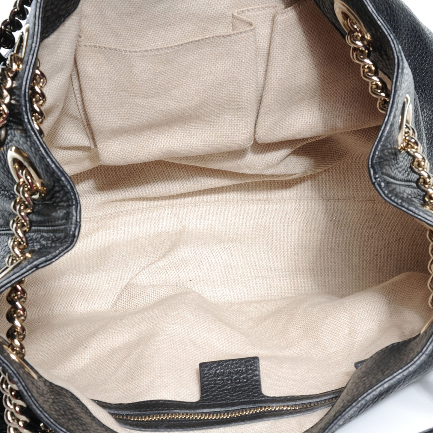 Pebbled Calfskin Medium Soho Chain Shoulder Bag Black