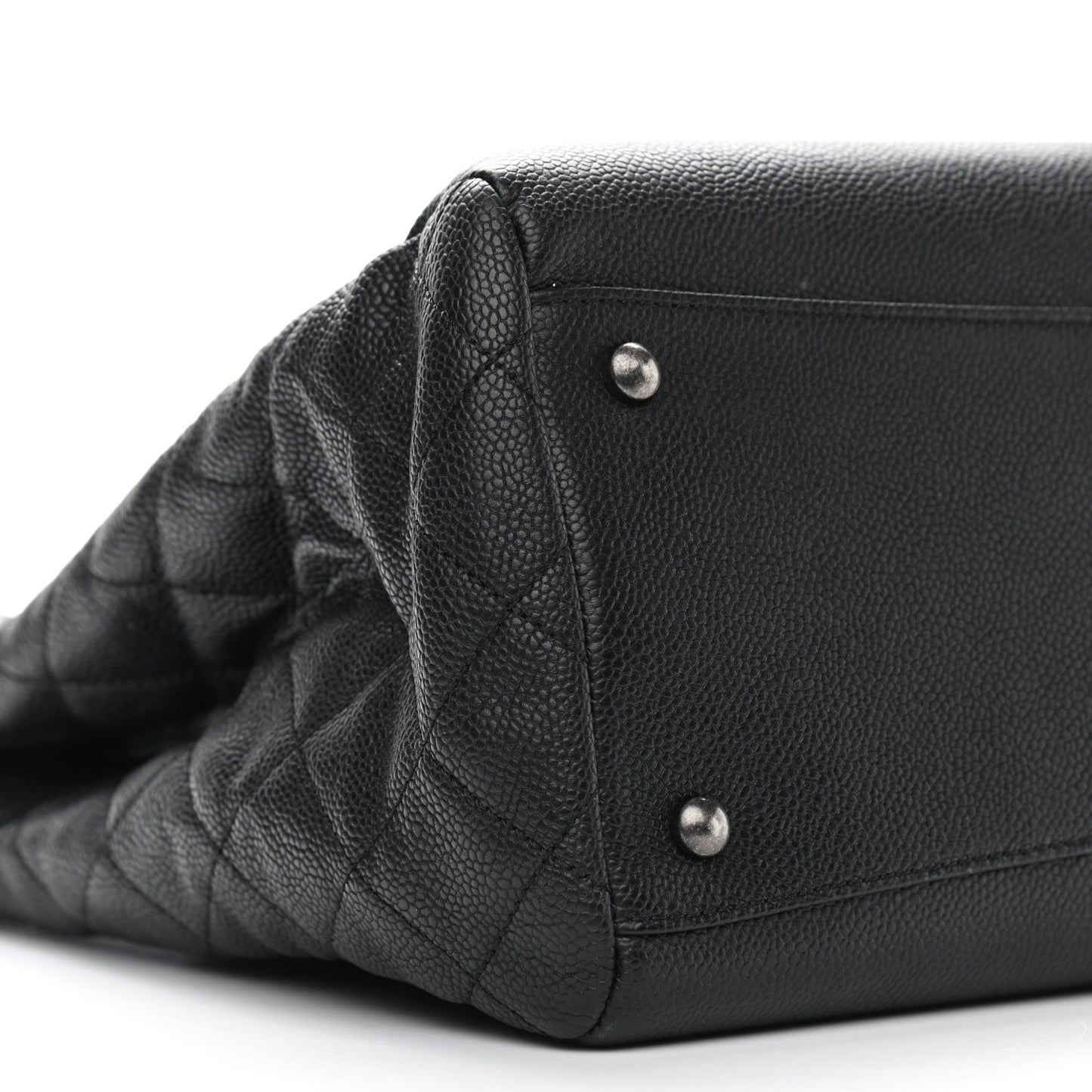 Caviar Lambskin Quilted Large Coco Break Shopping Bag Black