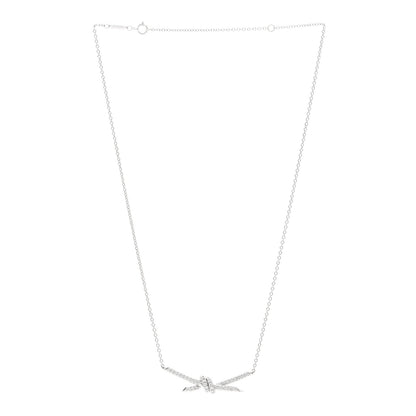 Tiffany 18K White Gold Diamond Knot Pave Necklace 3 of 6