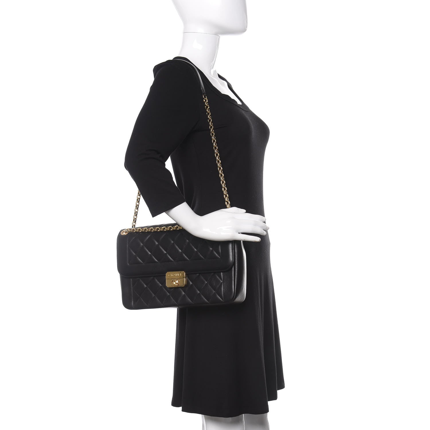 Chanel Lambskin Quilted Large Chic With Me Flap Black 2 of 13