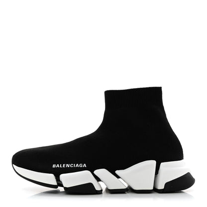 Balenciaga Technical 3D Recycled Knit Bi-Color Sole Womens Speed 2.0 Sneakers 39 Black White 1 of 9