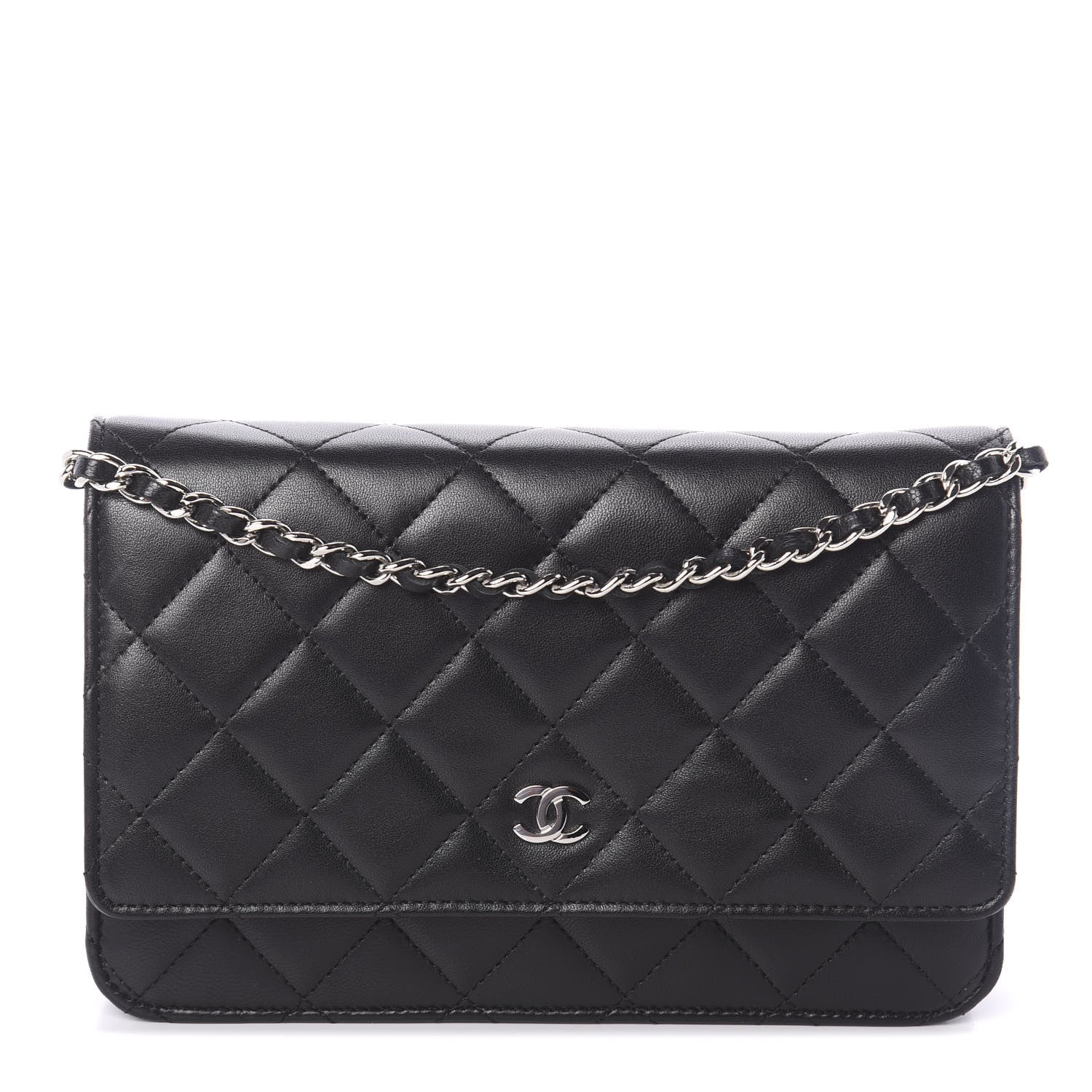 Chanel Lambskin Quilted Wallet On Chain WOC Black 1 of 10