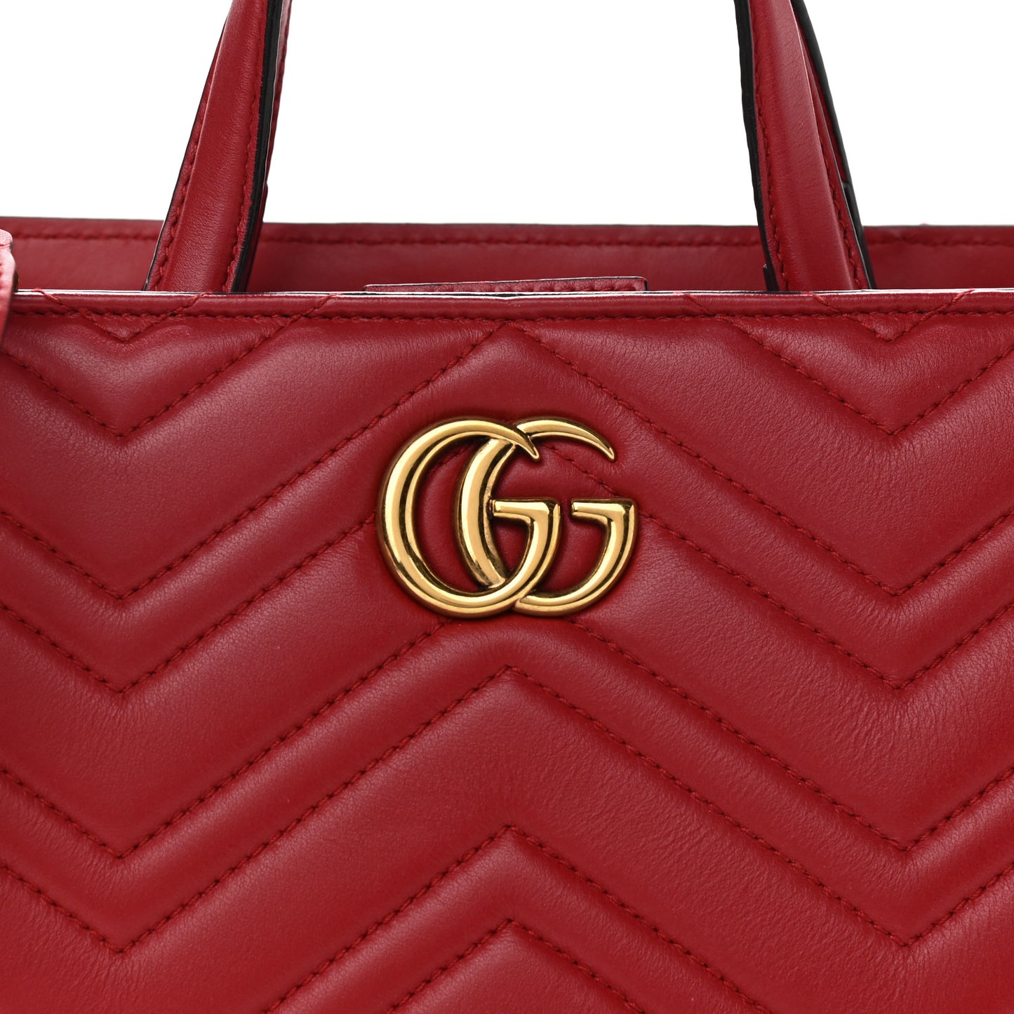 Calfskin Matelasse Small GG Marmont Tote Hibiscus Red