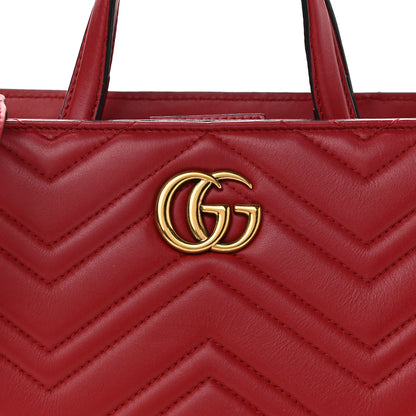 Gucci Calfskin Matelasse Small GG Marmont Tote Hibiscus Red 14 of 14