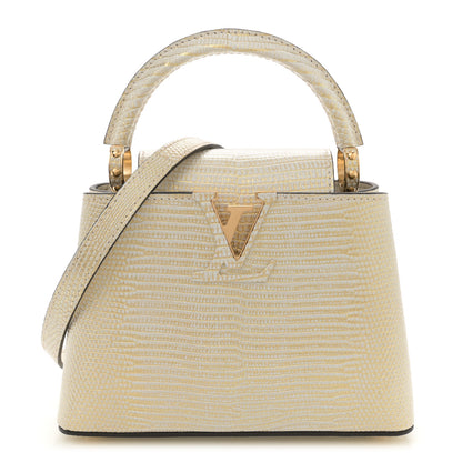 Louis Vuitton Metallic Lizard Capucines Mini White Gold 1 of 10