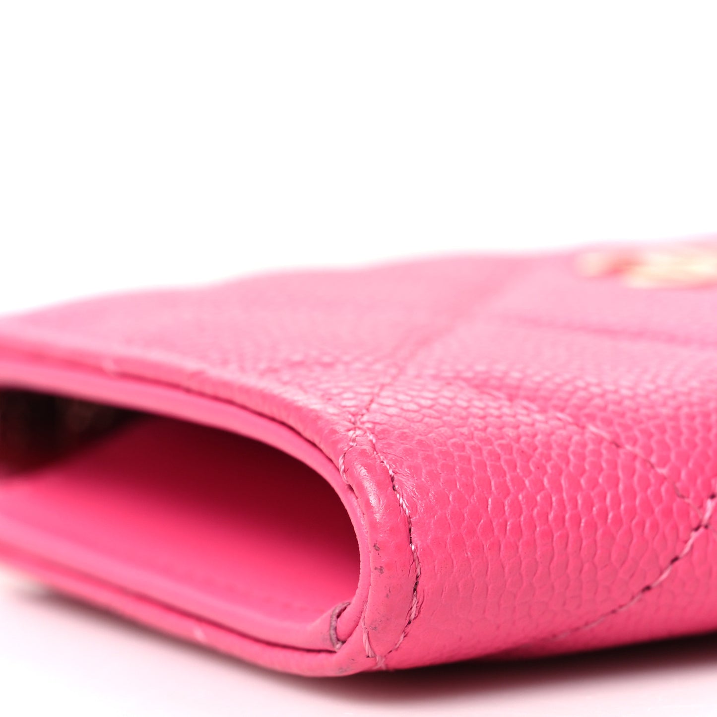 Caviar Quilted Zipped Key Holder Case Pink
