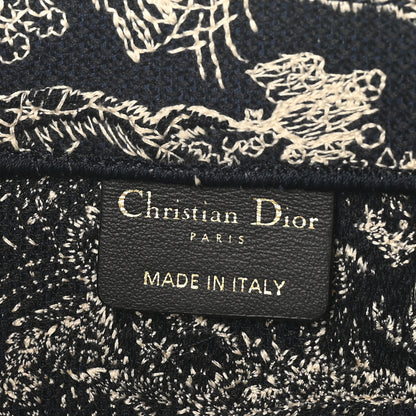 Christian Dior Canvas Embroidered Medium Toile De Jouy Reverse Book Tote Blue 6 of 10
