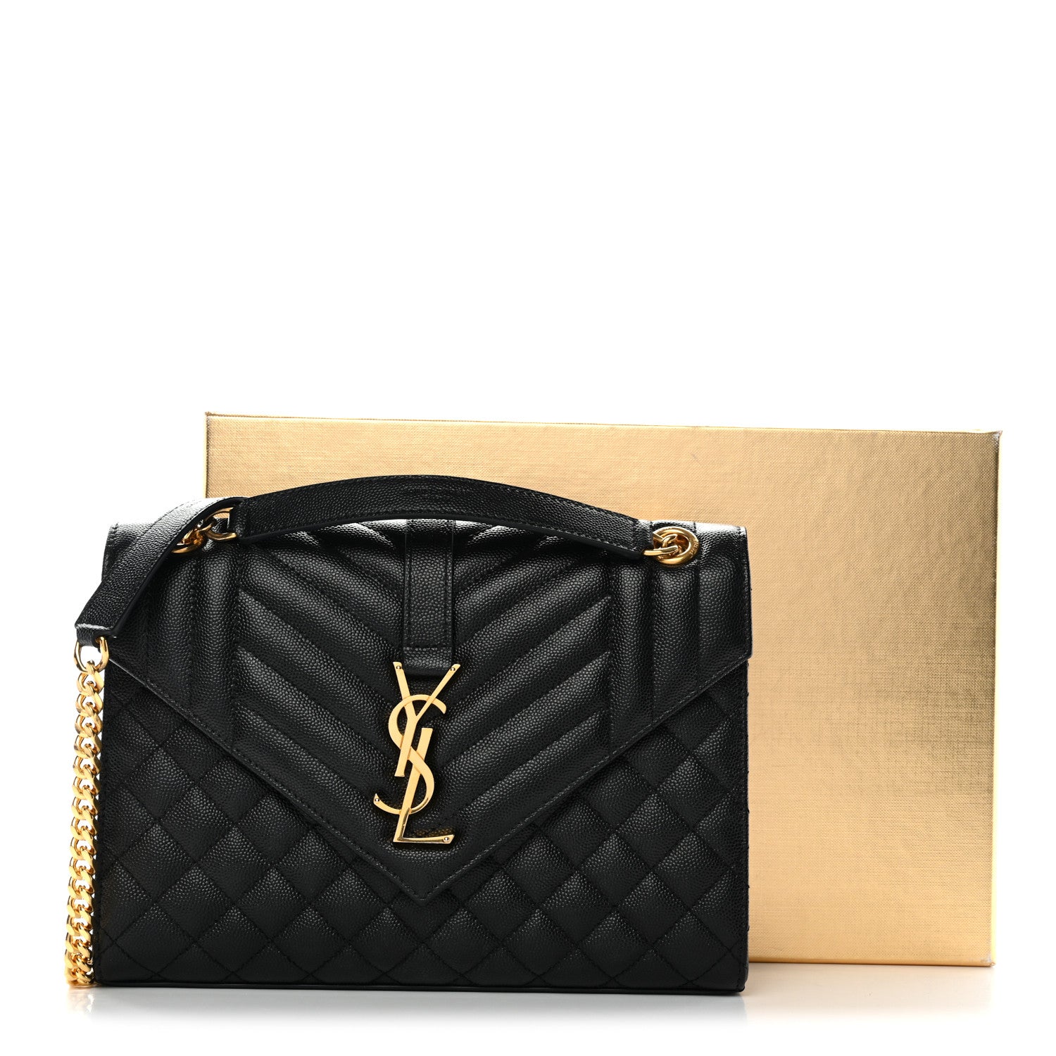 Saint Laurent Grain De Poudre Textured Mixed Matelasse Triquilt Medium Monogram Satchel Black 11 of 11
