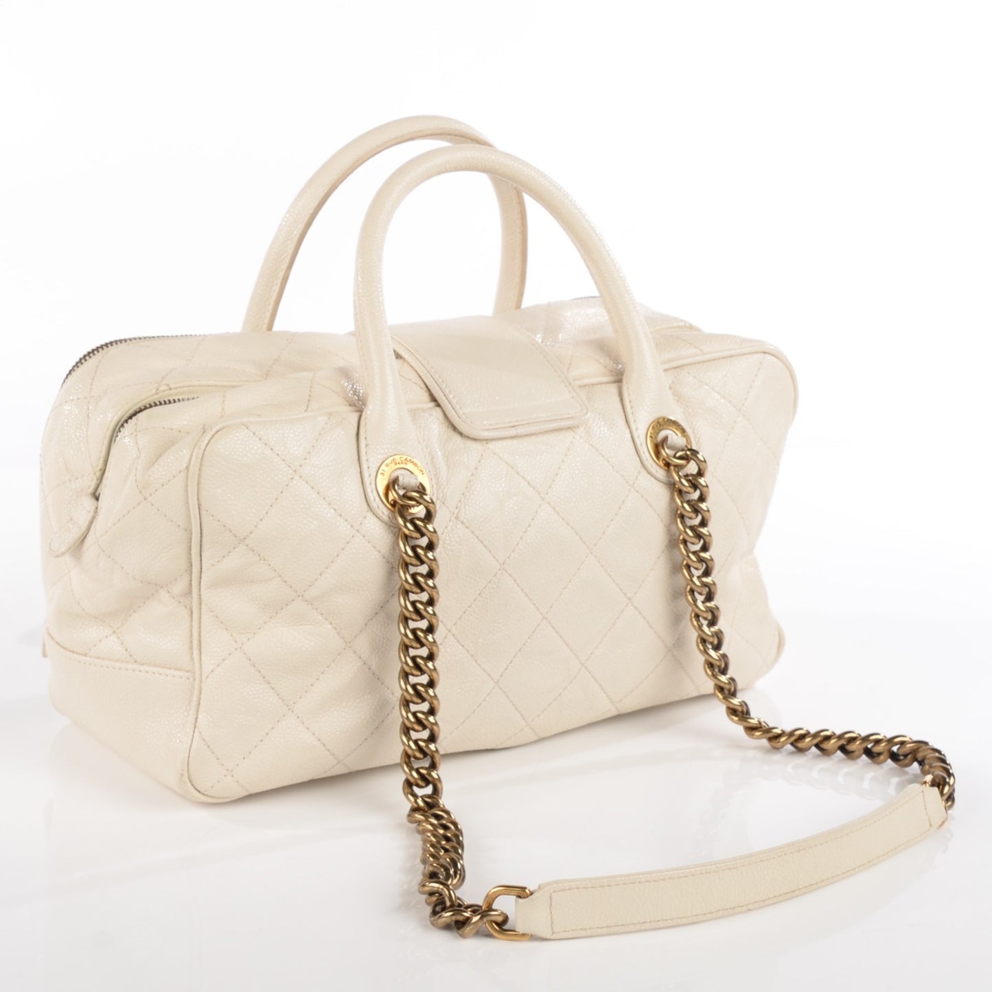 Crumpled Grained Calfskin Shiva Bowler White