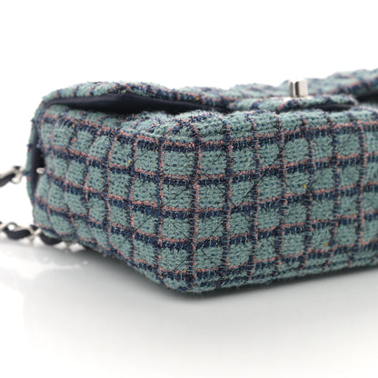 Chanel Tweed Quilted Mini Rectangular Flap Green Navy Dark Beige 8 of 10