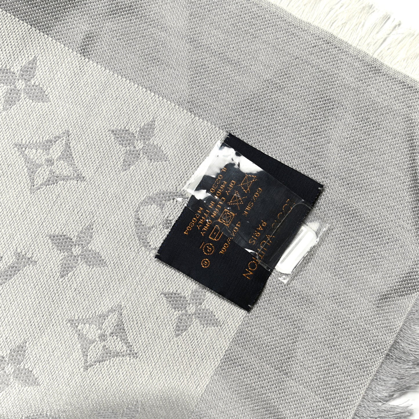 Silk Lurex Wool Monogram Shine Shawl Charcoal Grey