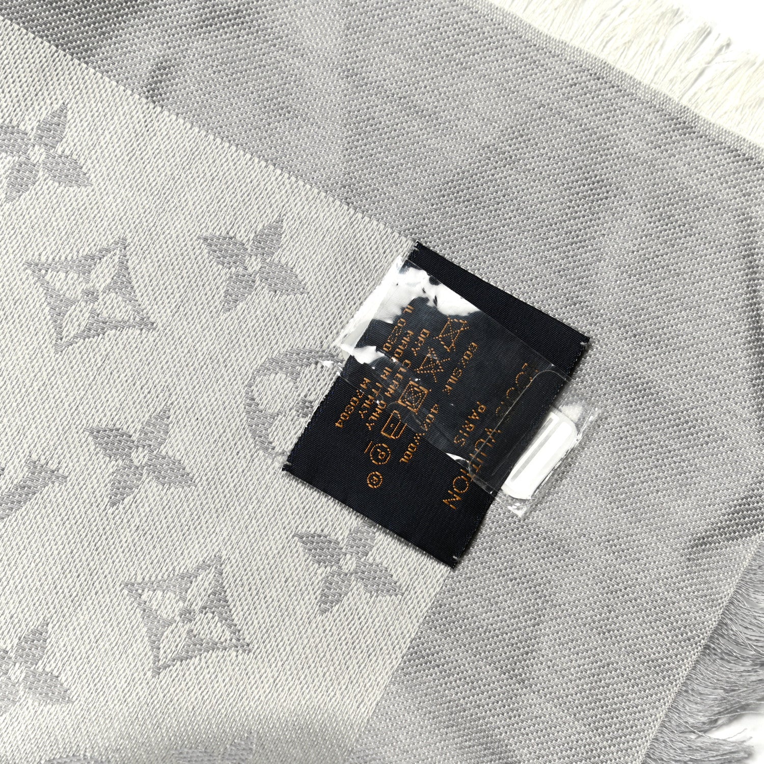 Louis Vuitton Silk Lurex Wool Monogram Shine Shawl Charcoal Grey 3 of 3