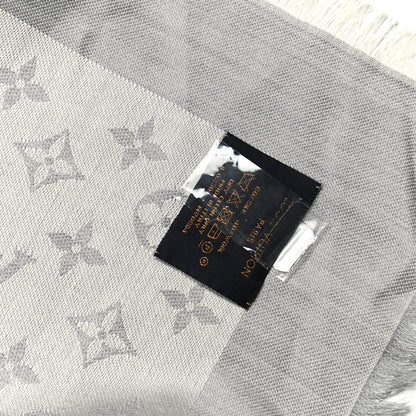 Louis Vuitton Silk Lurex Wool Monogram Shine Shawl Charcoal Grey 3 of 3