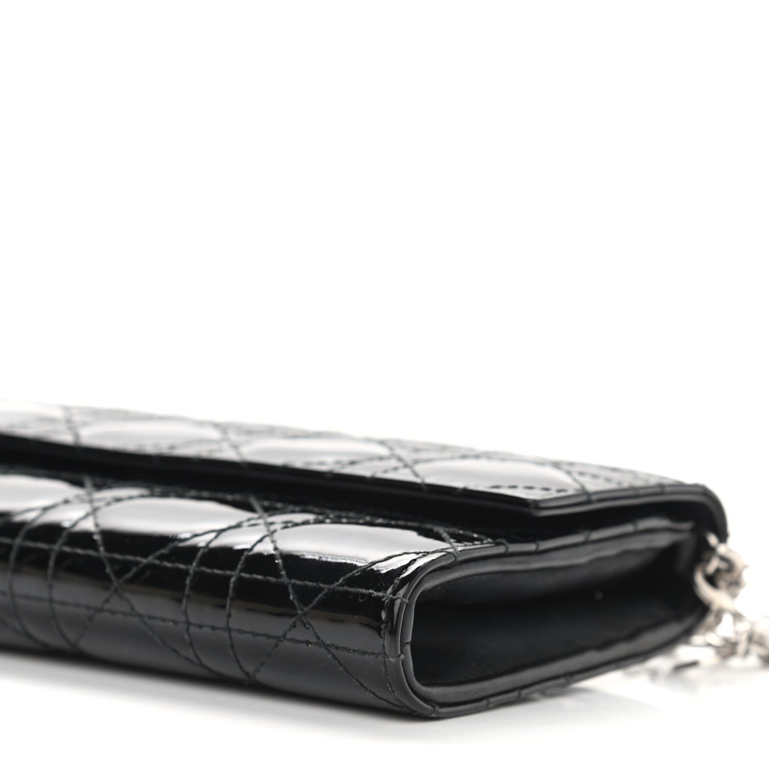 Christian Dior Patent Cannage Rendez-vous Chain Wallet Black 6 of 10