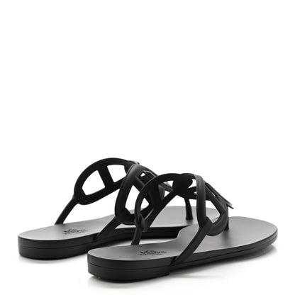 Hermes Rubber Womens Egerie Sandals 36 Black 4 of 7