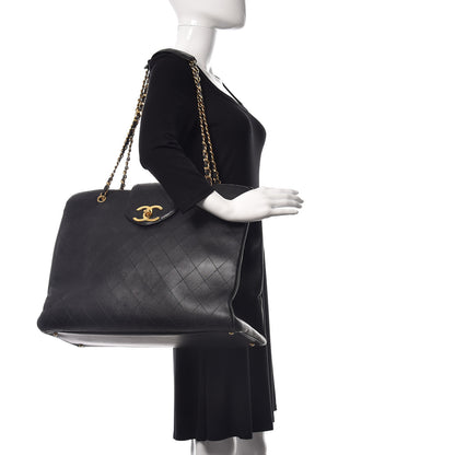 Chanel Calfskin Stitched XL Weekender Black 2 of 11