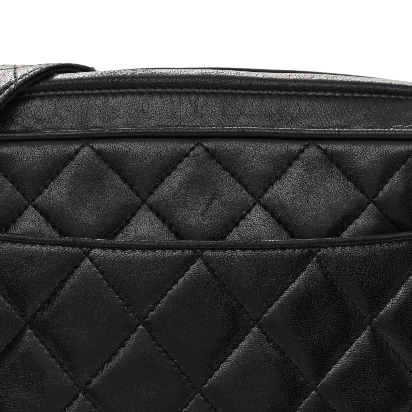 Lambskin Quilted CC Tassel Camera Case Black