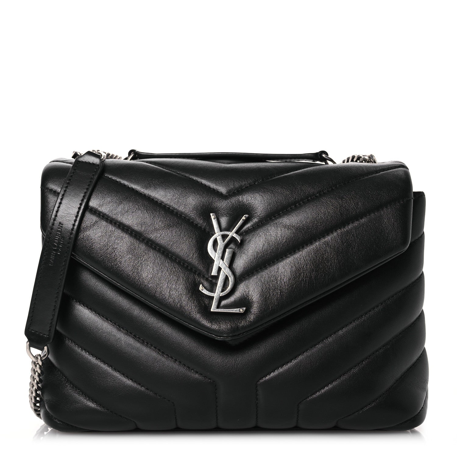 Saint Laurent Calfskin Y Quilted Monogram Small Loulou Chain Satchel Black 1 of 17