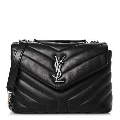 Saint Laurent Calfskin Y Quilted Monogram Small Loulou Chain Satchel Black 1 of 17