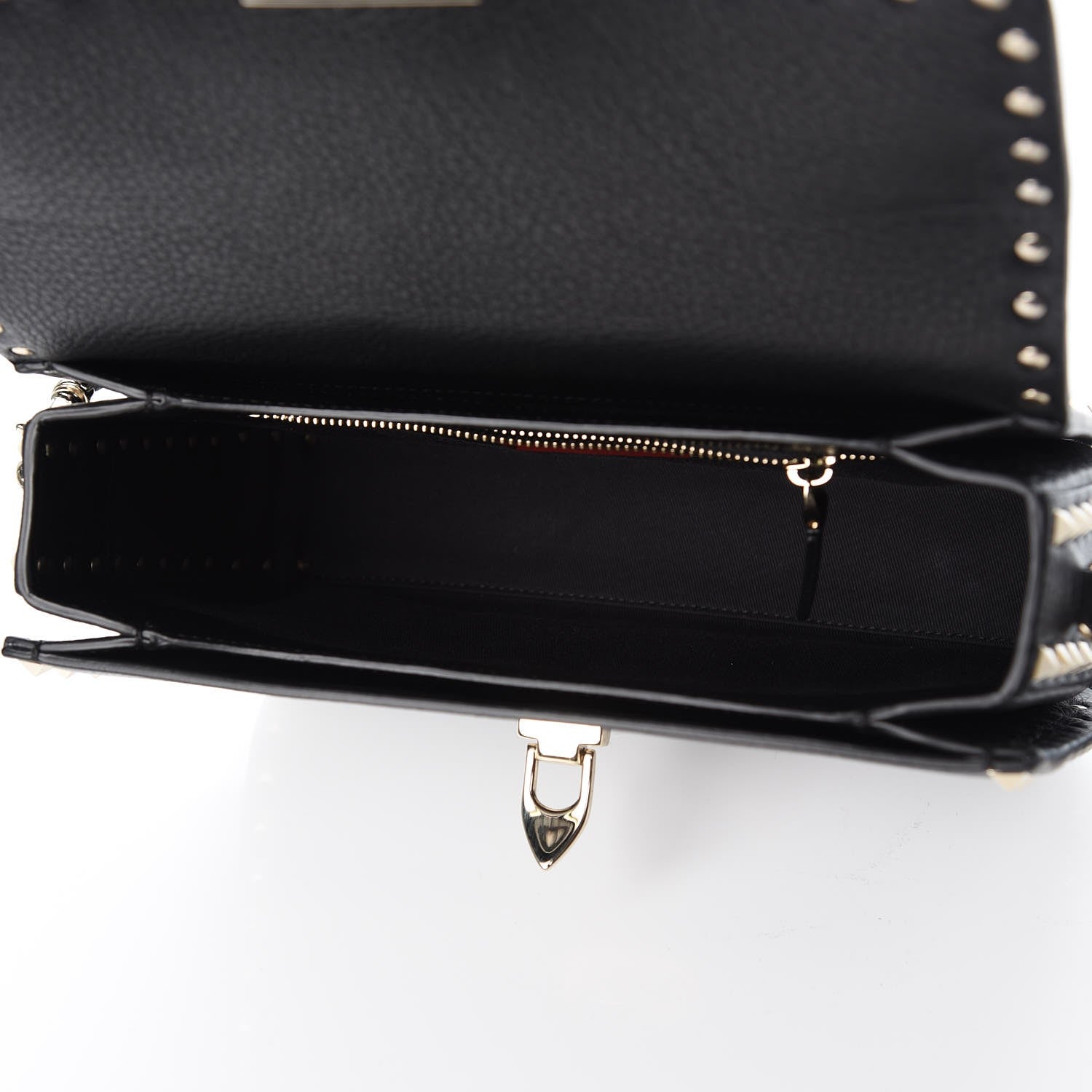 Valentino Garavani Pebbled Calfskin Medium Rockstud Flap Saddle Bag Black 5 of 7
