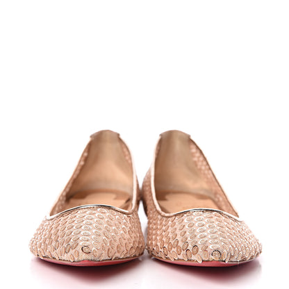 Christian Louboutin Lace Paill Cabaret Rete 554 Flats 37.5 Version Nude 2 of 9