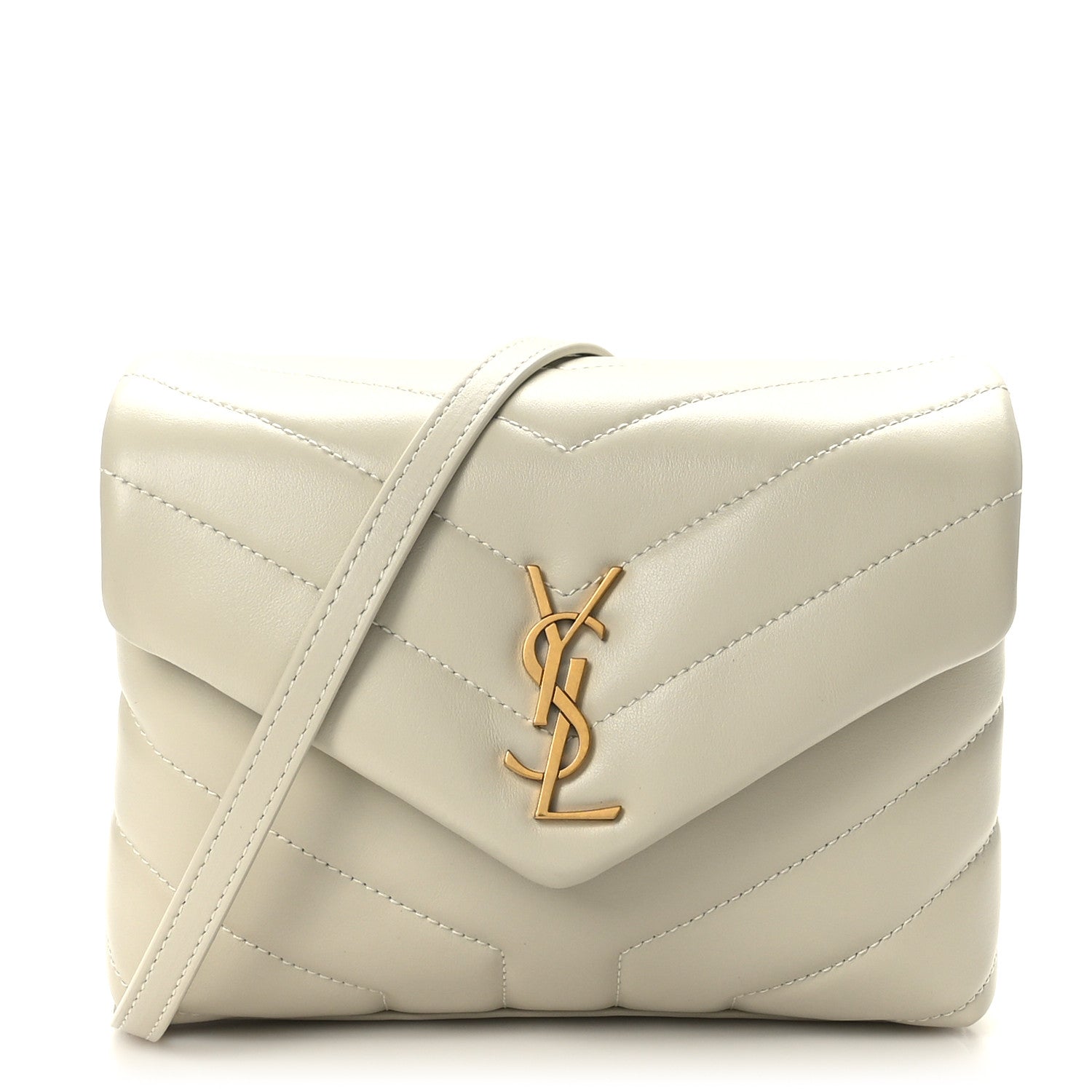 Saint Laurent Calfskin Y Quilted Monogram Toy Loulou Crossbody Bag Blanc Vintage 1 of 10