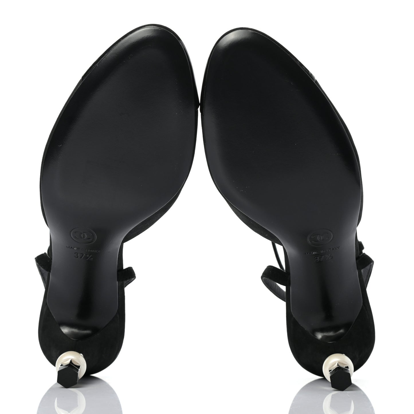 Suede Patent Calfskin Cap Toe Pearl Ankle Strap Pump 37.5 Black
