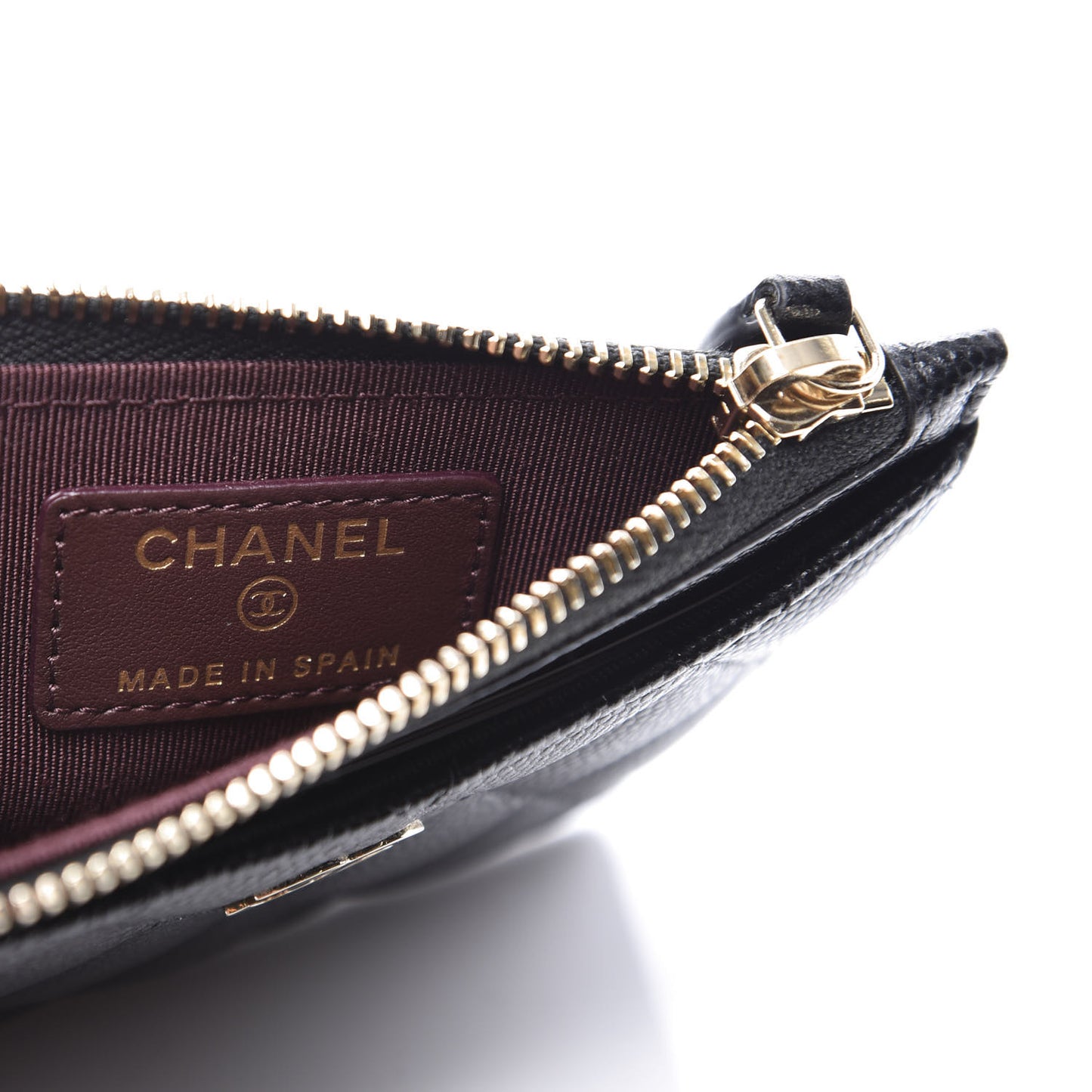 Caviar Quilted CC Zip Card Holder Black
