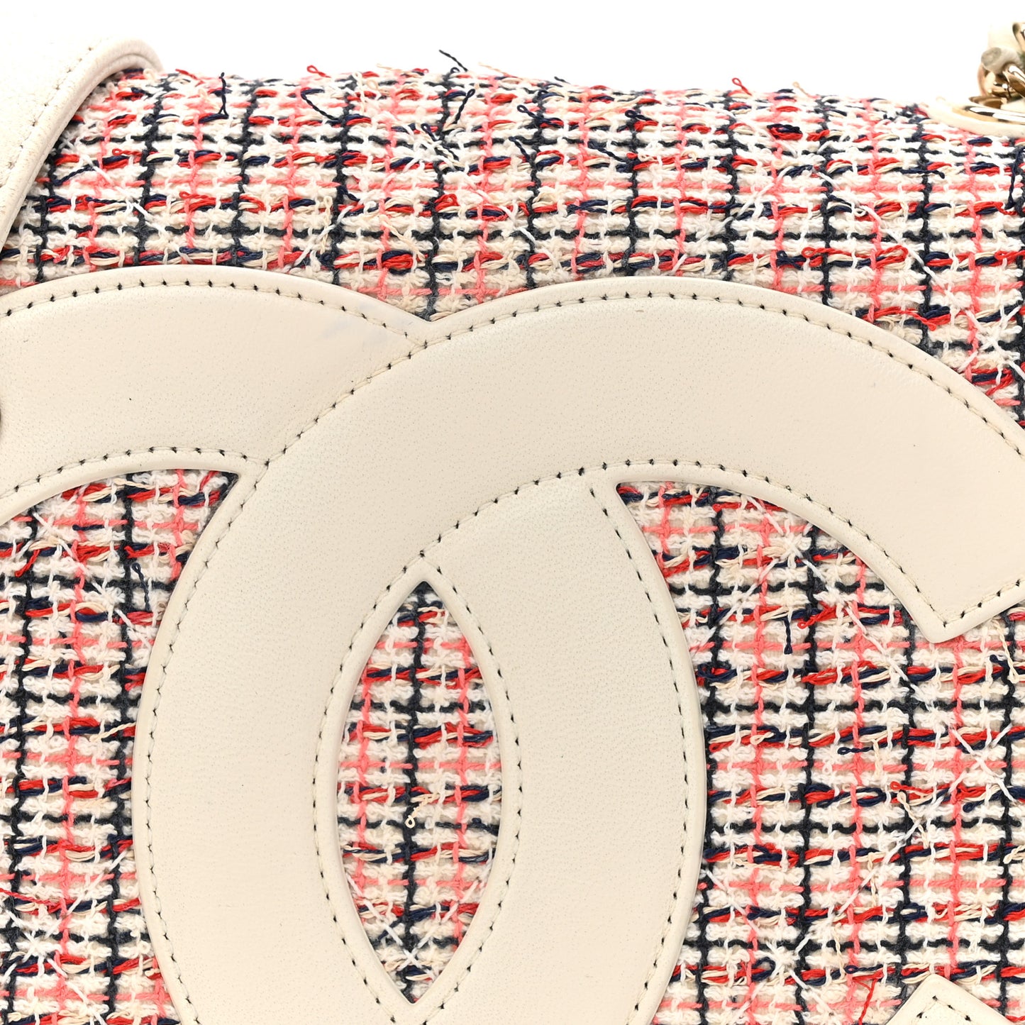 Tweed CC Mania Flap Bag Black Red White