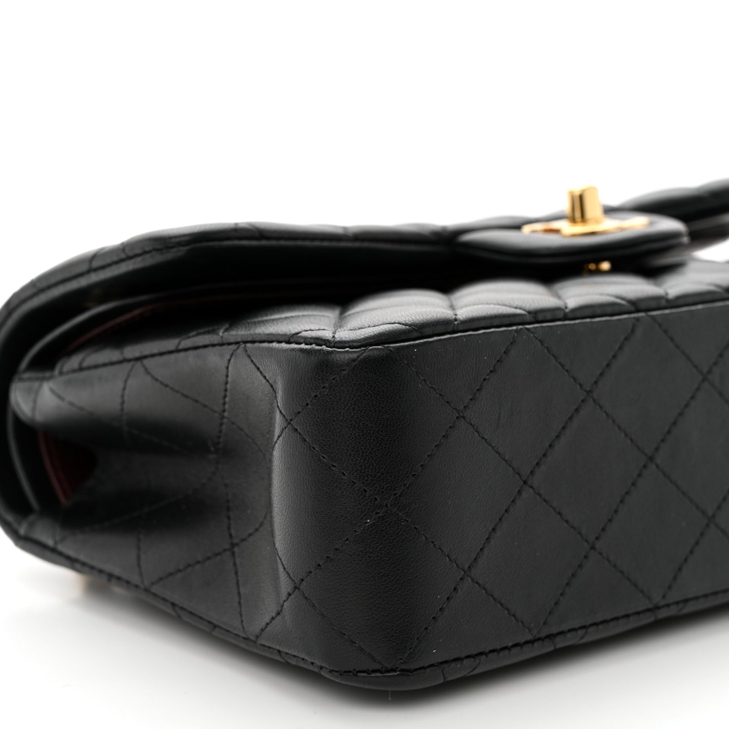 Lambskin Quilted Small Double Flap Black