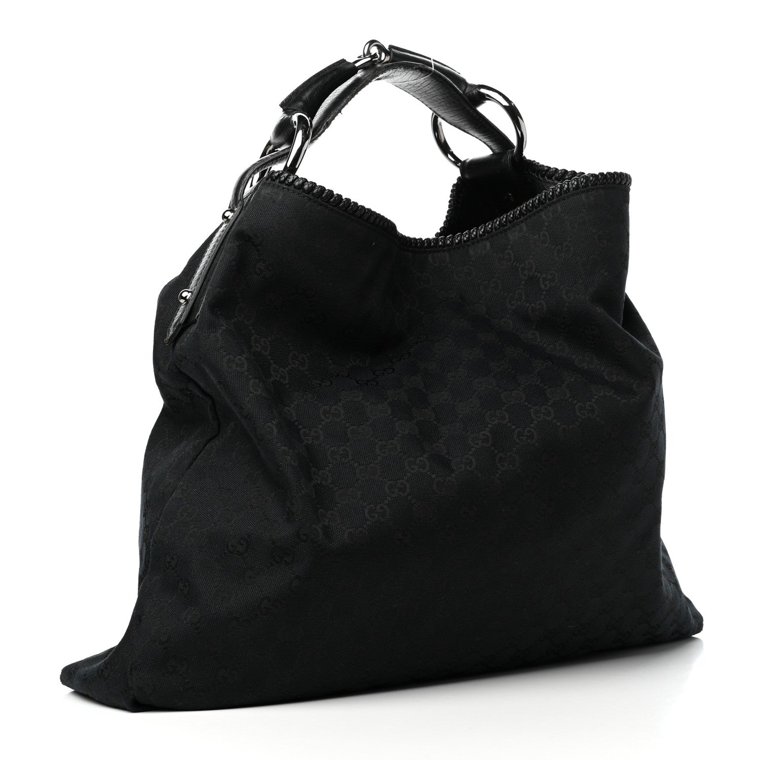 Gucci Monogram Large Horsebit Chain Hobo Black 3 of 10