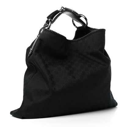 Gucci Monogram Large Horsebit Chain Hobo Black 3 of 10