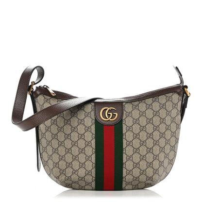 Gucci GG Supreme Monogram Web Small Ophidia Half Moon Hobo Brown 1 of 10