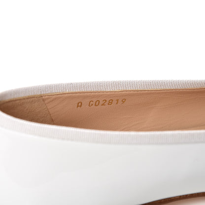 Chanel Patent CC Cap Toe Ballerina Flats 37.5 White 8 of 9