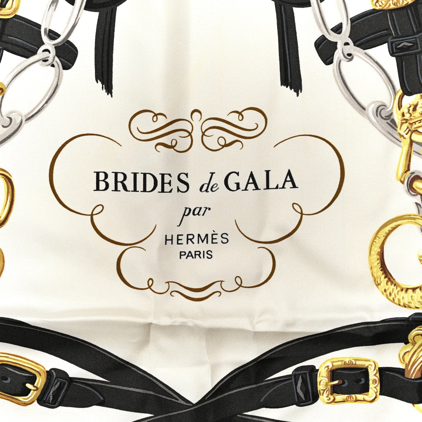 Silk Brides De Gala Scarf 90 Black Creme Gold
