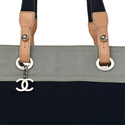 Chanel Canvas Quilted Large Paris Biarritz Tote Grey Blue 9 of 18