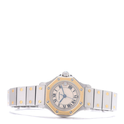 Cartier Stainless Steel 18K Yellow Gold 25mm Santos Octagon Quartz Watch 2 of 4
