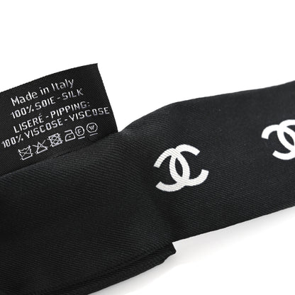 Chanel Silk CC Hair Tie Black Ecru 4 of 5