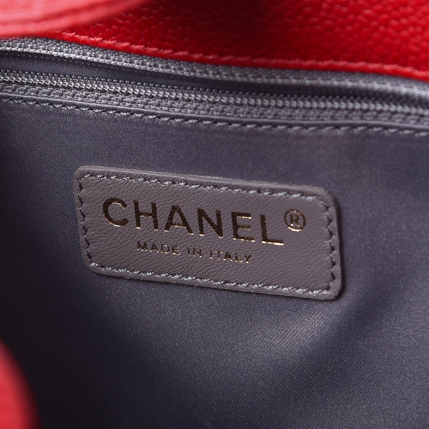 Caviar Quilted Petit Shopping Tote PST Red