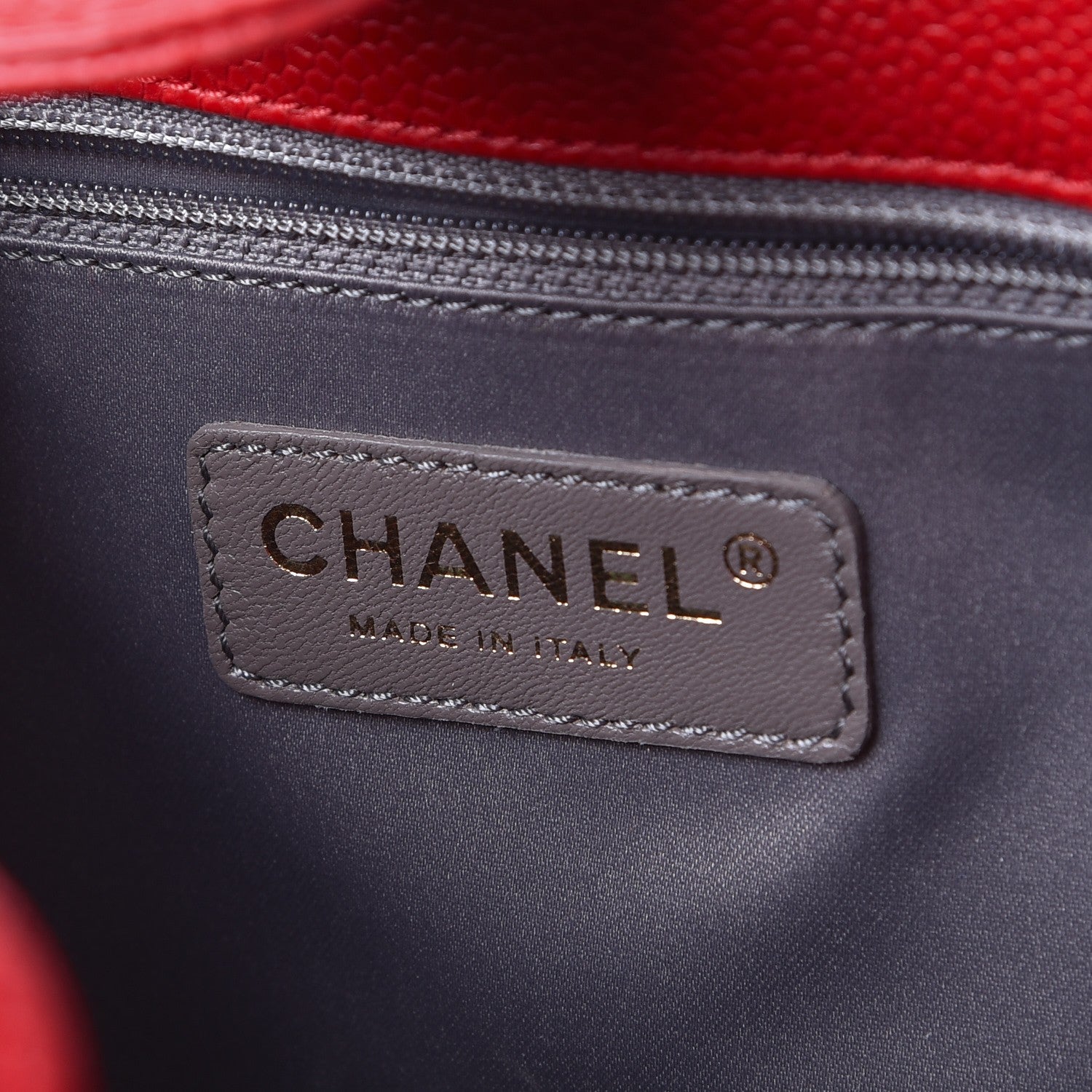 Chanel Caviar Quilted Petit Shopping Tote PST Red 6 of 10