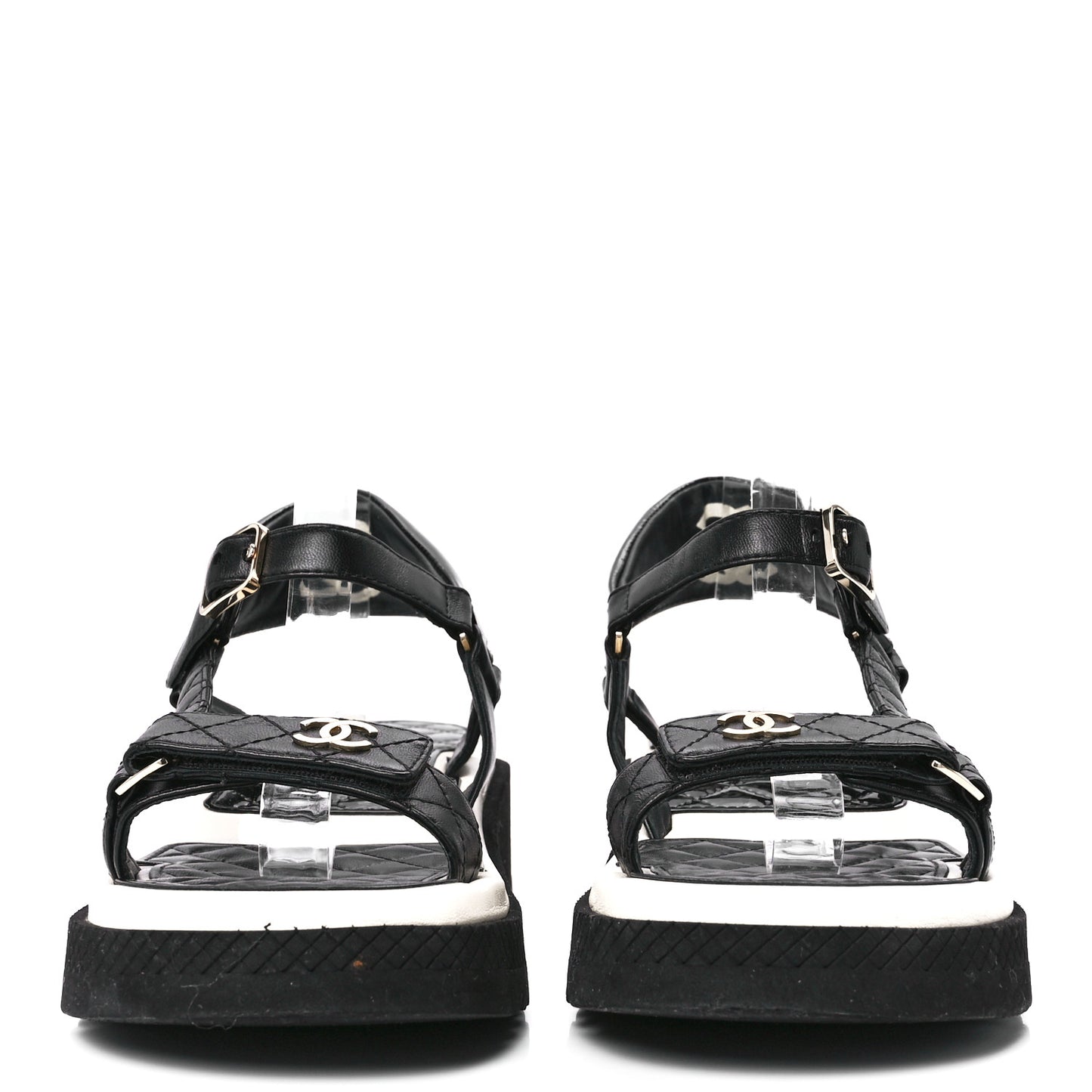 Lambskin Logo Platform Sandals 40 Black White