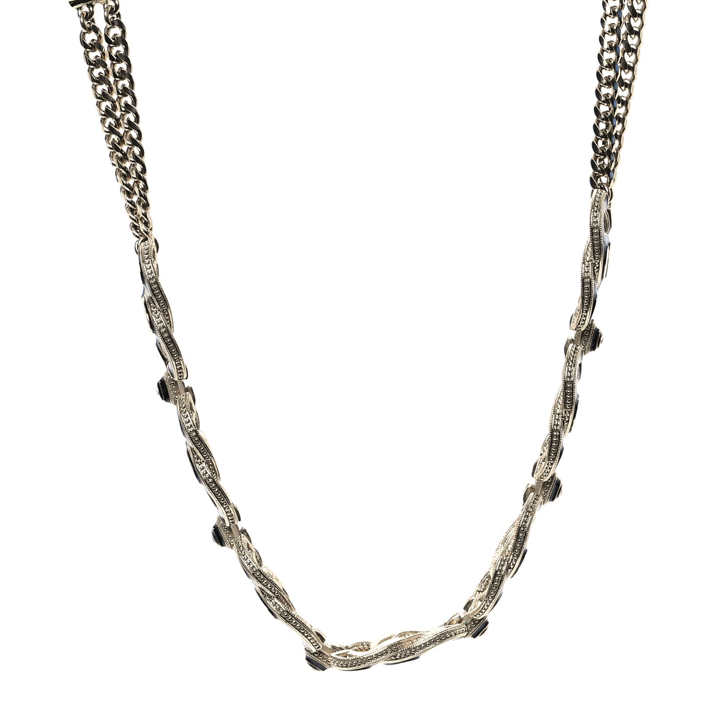 Enamel CC Chain Choker Necklace Gold Black